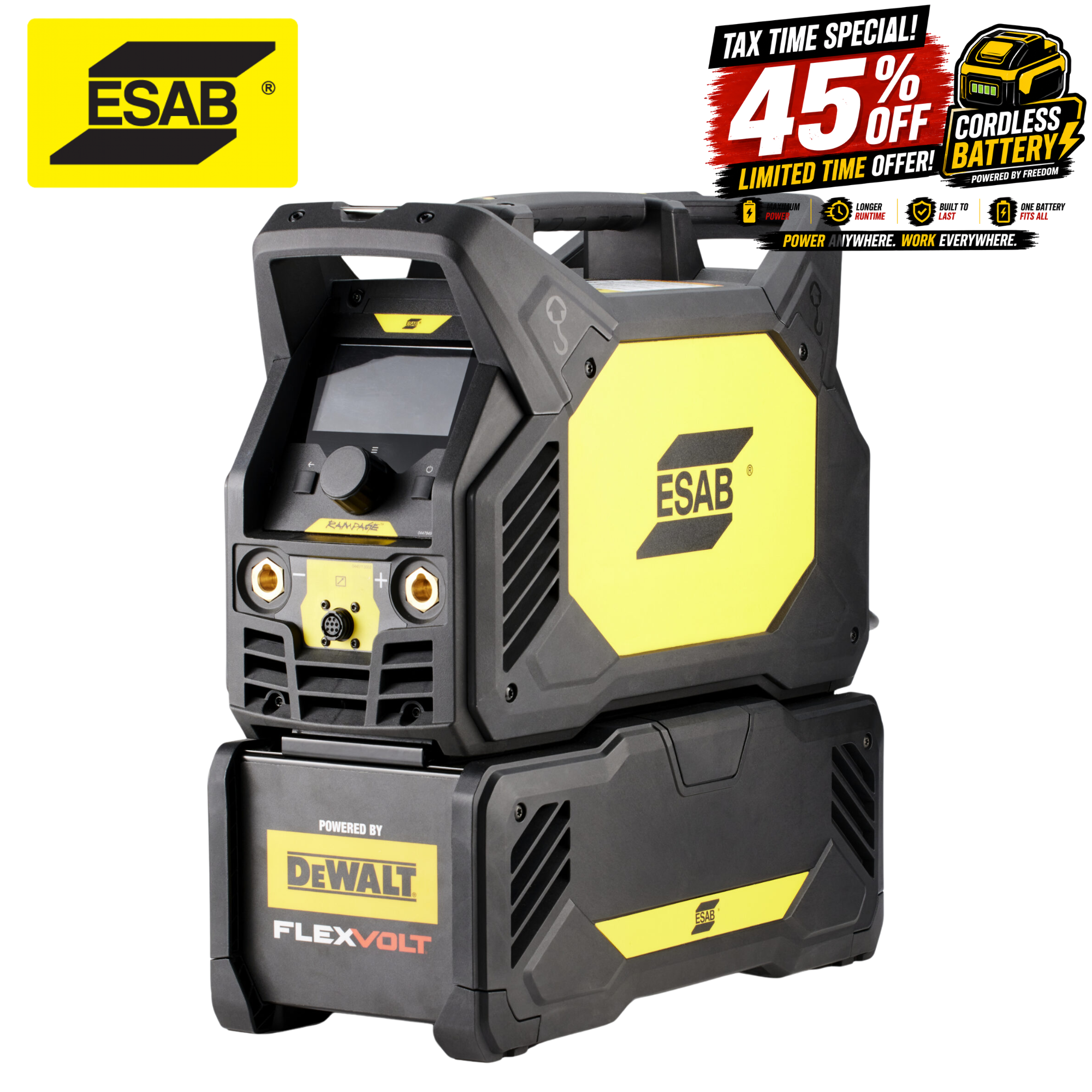 ESAB RAMPAGE Volt ES200i Battery Welder powered by DeWalt - 240V 15A E400800200